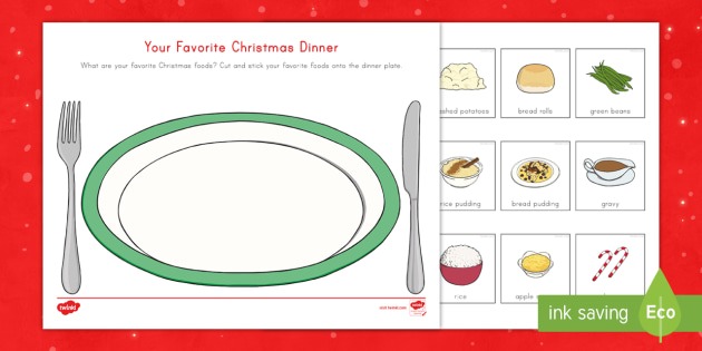 Your Favorite Christmas Dinner Cut And Stick Worksheet