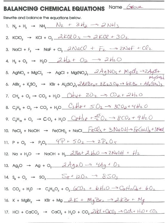 Word Equations Chemistry Worksheet Answers â Webbuilderdirectory Info