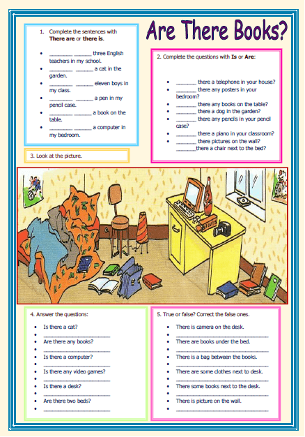 There Is   There Are Elementary Worksheet