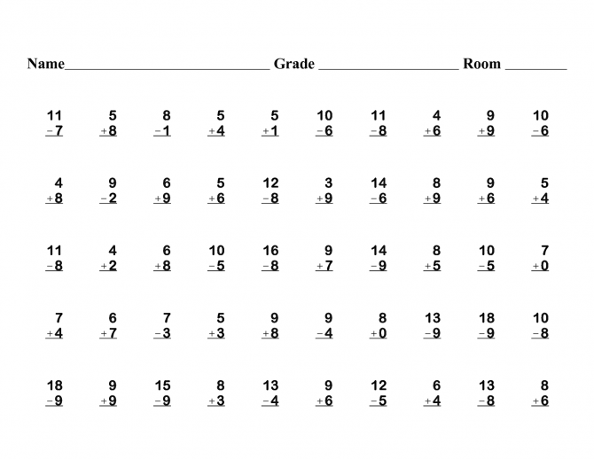 1st Grade Printable Math Worksheets