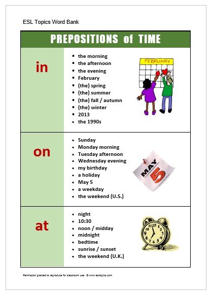 Prepositions Of Time