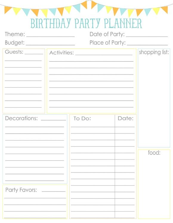 Planning A Party Worksheet