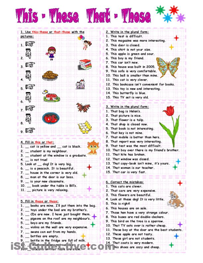 These Are And Those Are Printable Worksheets