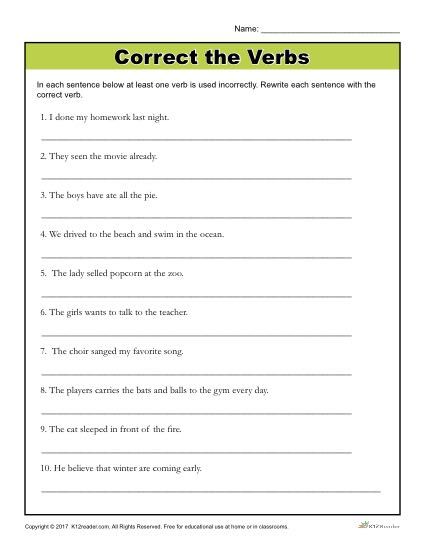 Correct The Verbs
