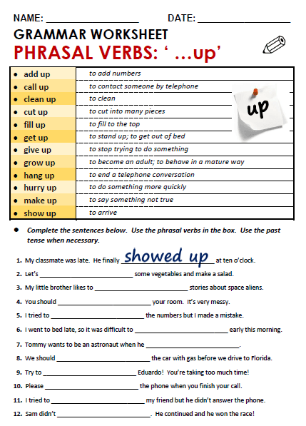 Phrasal Verbs With 'up'