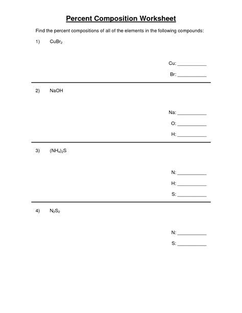 Percent Composition Worksheets With Answers Pdf
