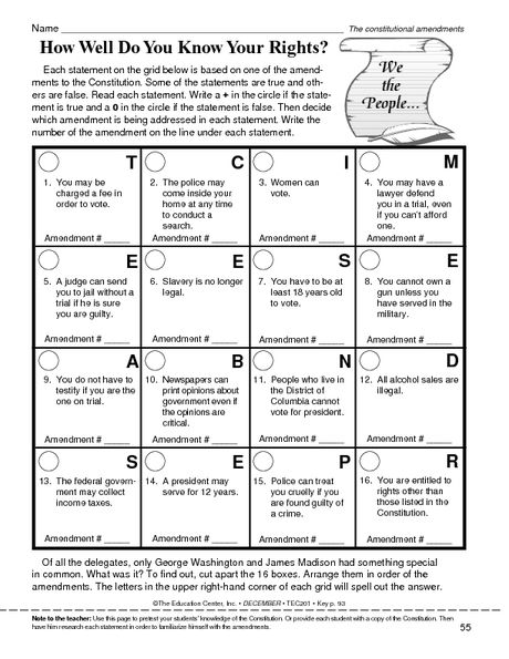 How Well Do You Know Your Rights  Worksheet  Each Statement On The