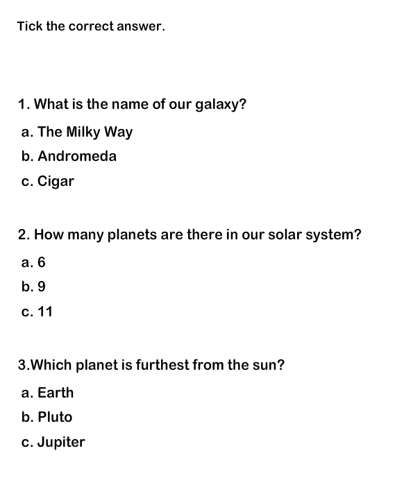 Solar System Worksheets