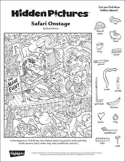 Safari Onstage  A Printable Hidden Pictures Puzzle â¦