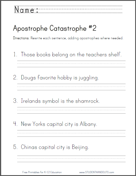 Apostrophe Catastrophe Worksheet  2