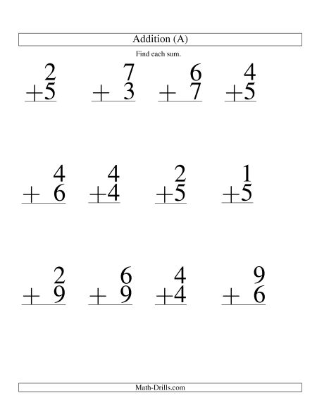 Large Print Math Worksheets