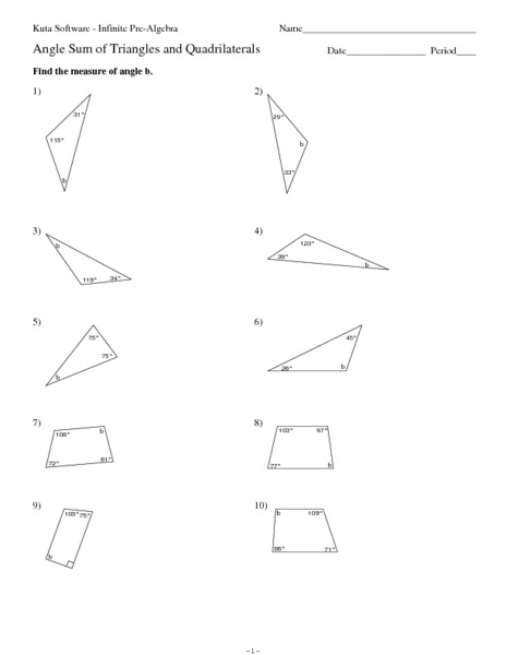 Angles In Triangles Worksheet