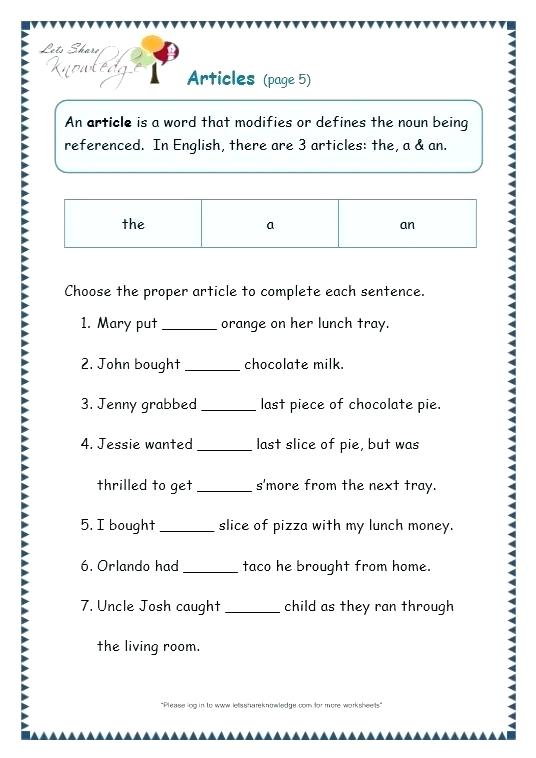 Articles In Worksheets Grade 2 English Grammar Tenses For Pdf