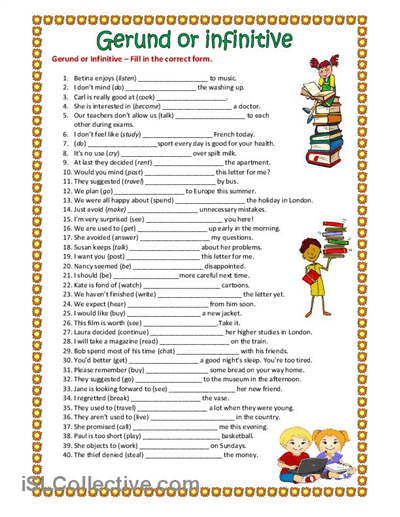 Gerund Or Infinitive  Worksheet
