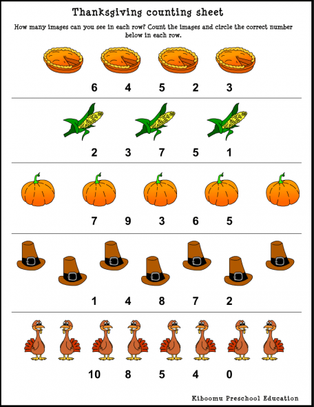Thanksgiving Song And Counting Worksheet From Kiboomu Kids Songs