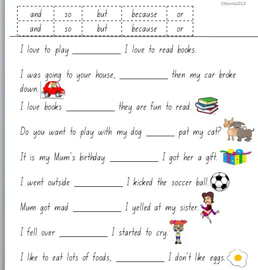 Grammar Worksheets Conjunctions  3