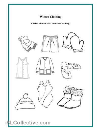 Preschool Winter Clothing Worksheet | Free Worksheets Samples