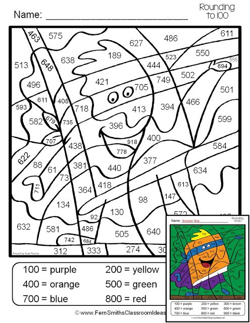 Color By Code For Rounding To The Nearest Ten Or Hundred