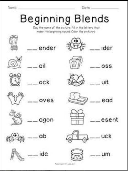 Consonant And Vowel Worksheets For Kindergarten Blends And
