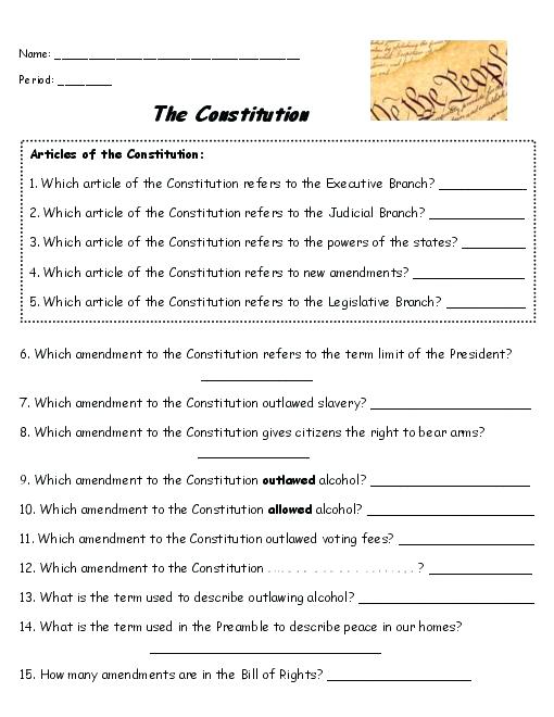 Constitution Worksheets Grade For All Download And Free