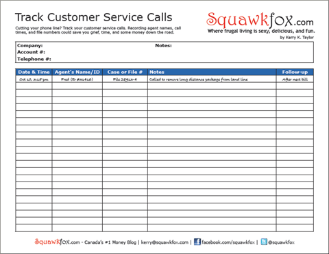 Worksheet  Track Your Customer Service Calls To Save Money