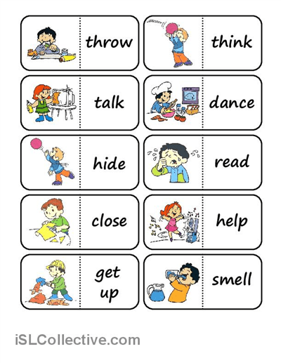 Action Words Domino Worksheet