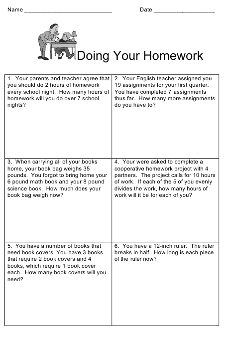 Division Word Problem Worksheets