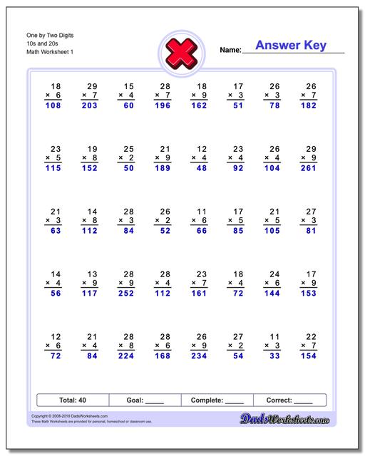 844 Free Multiplication Worksheets For Third, Fourth And Fifth Grade