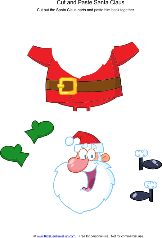 Cut And Paste Santa Claus Worksheet
