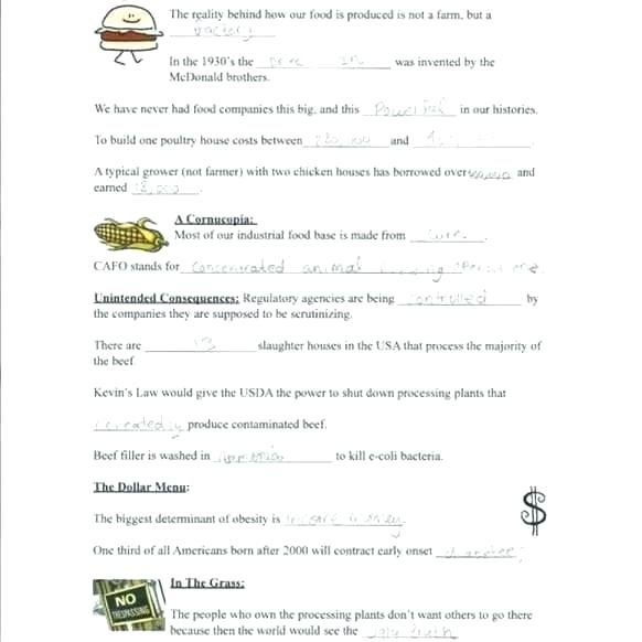 Food Inc Worksheet Answer Key Counting Money Worksheets Halloween