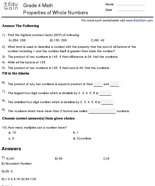 Number Properties Worksheet Image Collections