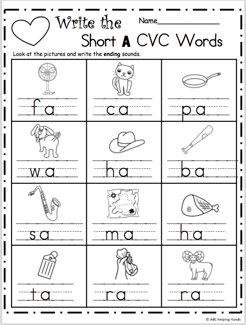 Cvc Writing Worksheet