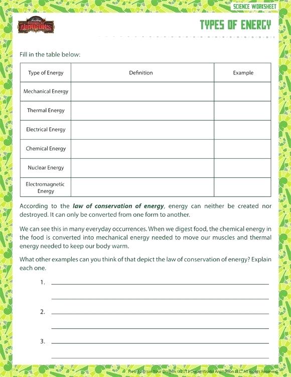 Law Of Conservation Of Energy Worksheet Law Of Conservation Of