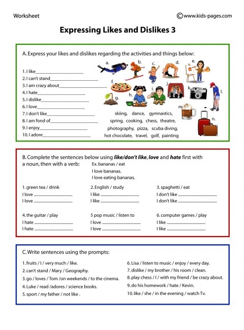 Expressing Likes   Dislikes 3 Worksheet