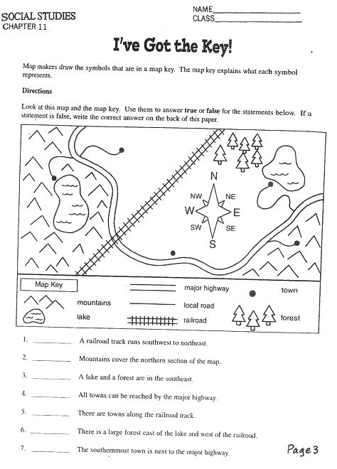 Map Skills Worksheets Grade Free Printable Grid Got The Key