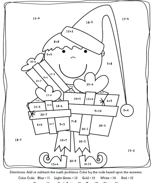 Christmas Math Worksheet  Christmas Addition Coloring Worksheets