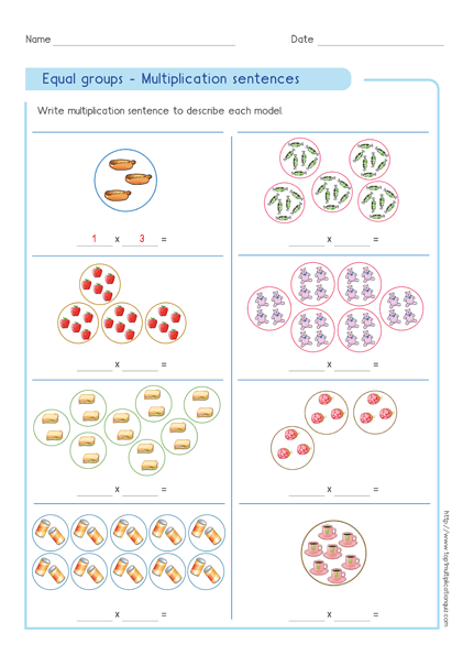 Multiplication Using Equal Groups Worksheets Write Multiplication