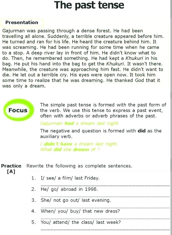 Past Tense Worksheets For Grade 2 Irregular Past Tense Verb