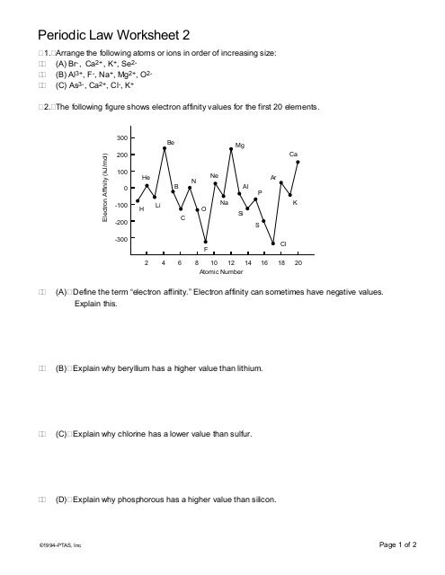 Periodic Law Worksheet 2
