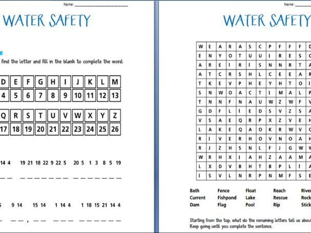 water safety worksheets