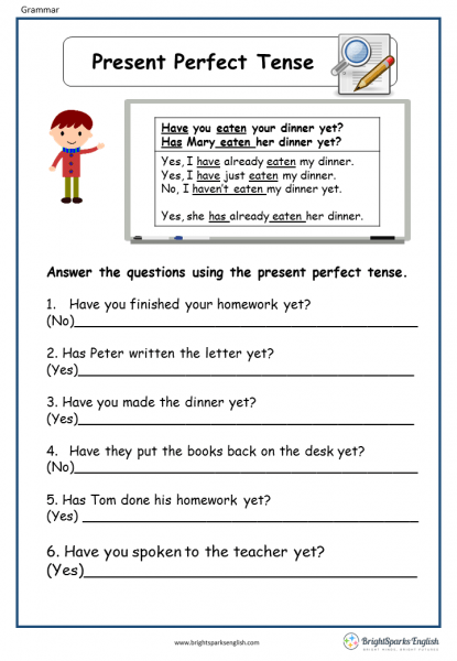 Present Perfect Tense English Grammar Worksheet â English Treasure