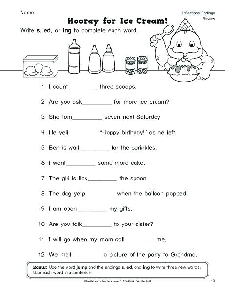 Suffix Worksheet 2 Inflected Endings Worksheets First Grade Suffix