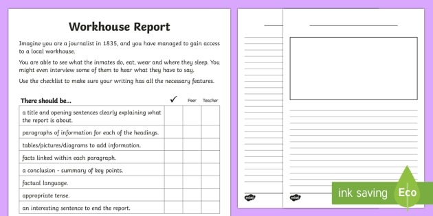 Ks2 Workhouse Report Writing Worksheet   Worksheet