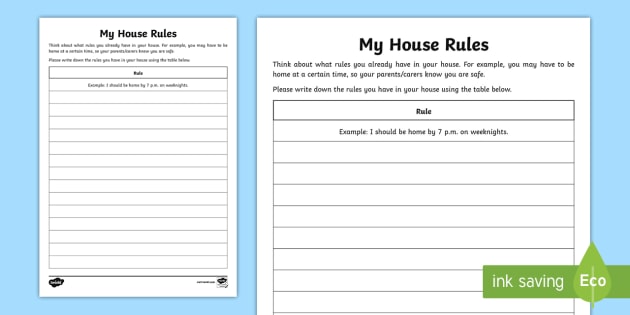 What Rules Do You Have  Worksheet   Worksheet