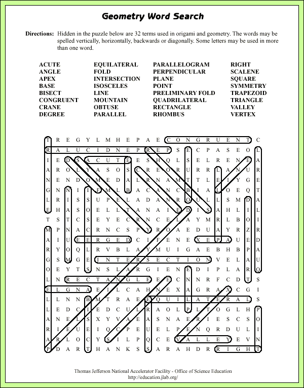 Geometry Word Search