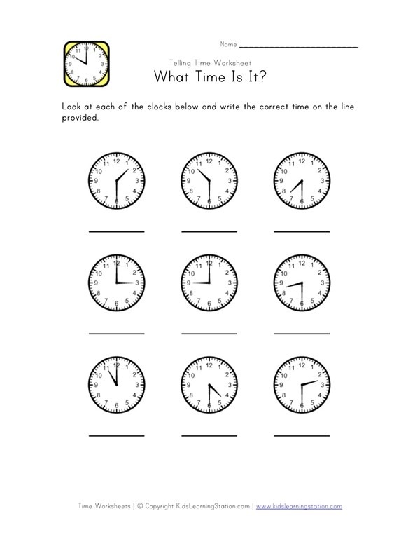 Telling Time Worksheet
