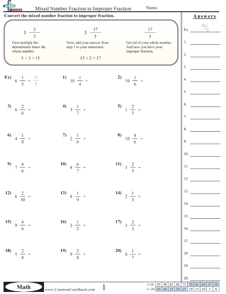 Fraction Worksheets