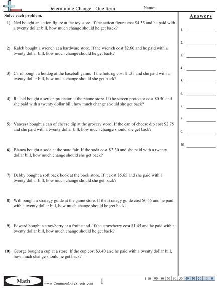 Money Worksheets