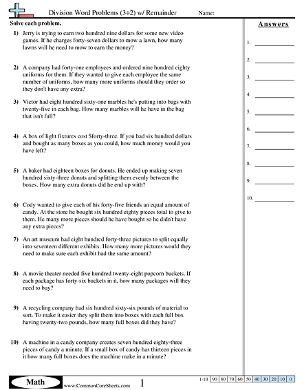 Division Worksheets