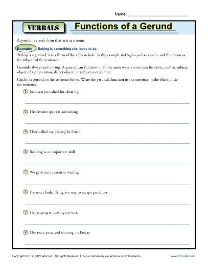 Functions Of A Gerund